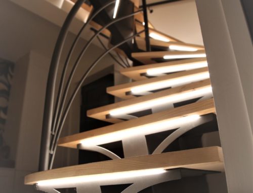 Escalier limon Acier marches bois rétroéclairé Led 4